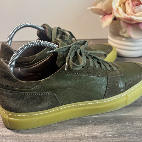 Goodman Modern London Edge Olive Green Leather Suede Snekers Mens 8 - Picture 3 of 12